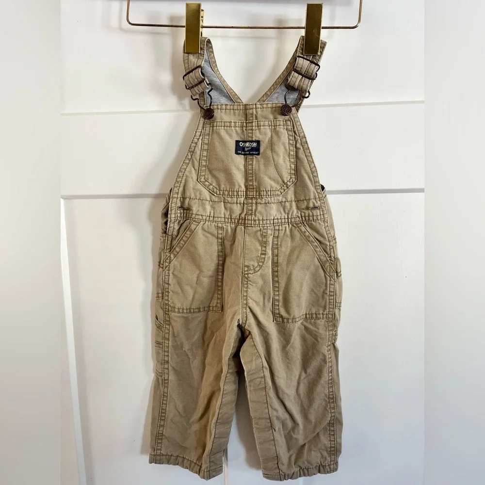 OshKosh B'gosh Tan Kids Overalls 18 mth lightly lined